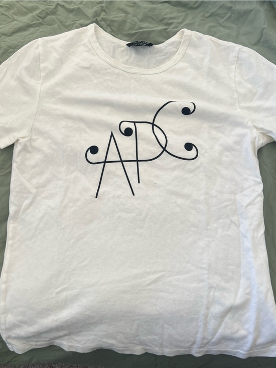 A.P.C. Tops - A.P.C. White Short Sleeve Tee with Black Logo